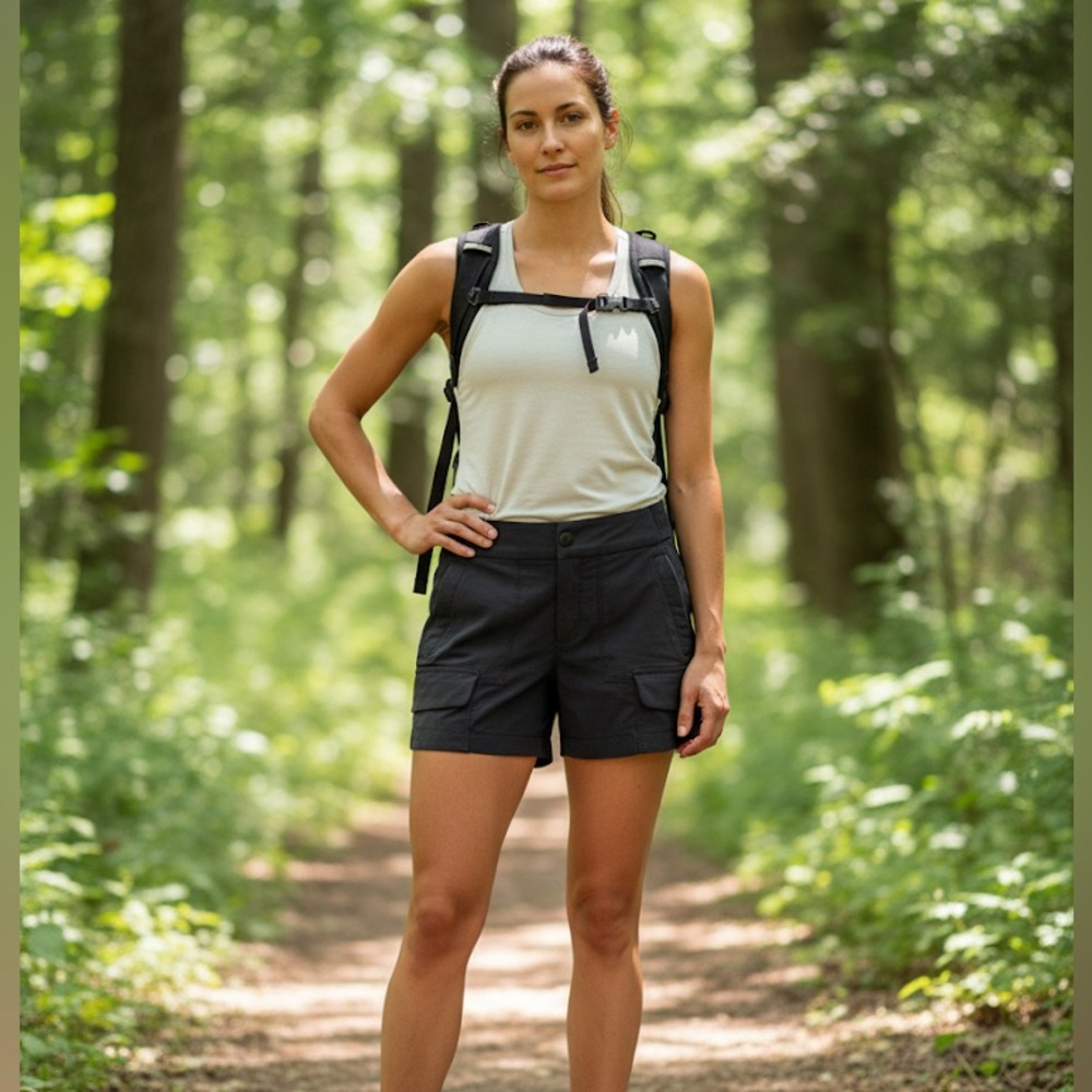 Athleta Women's Wander Cargo Shorts Size 4 Black Travel Hiking Utility A7
